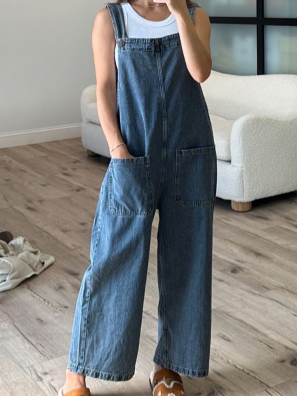 Shop Talulah Miley Denim Jumpsuit Blue Wide-Leg Denim Overalls Sz L